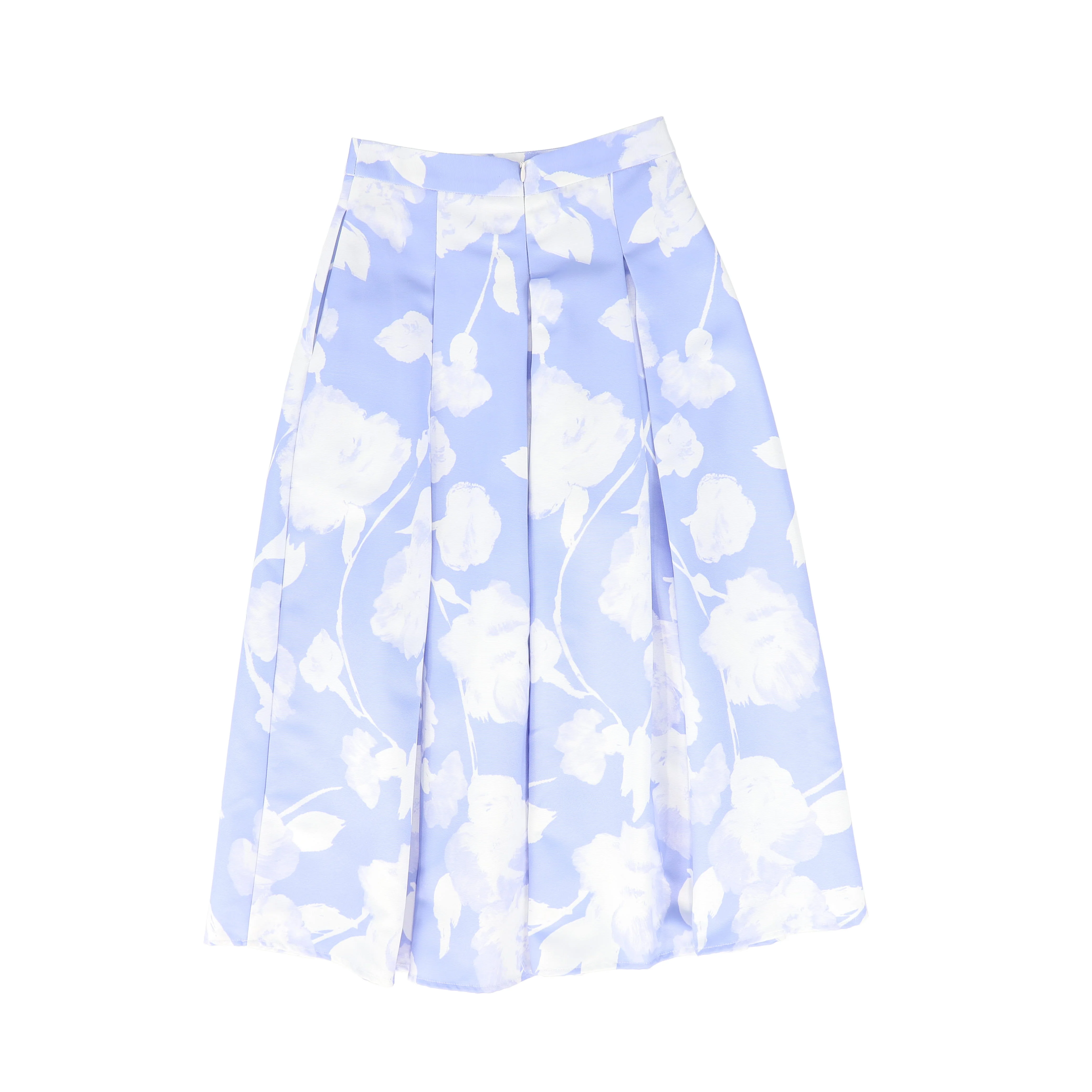 VALENTINA BLUE FLORAL PLEAT MAXI SKIRT [FINAL SALE] - Image 2
