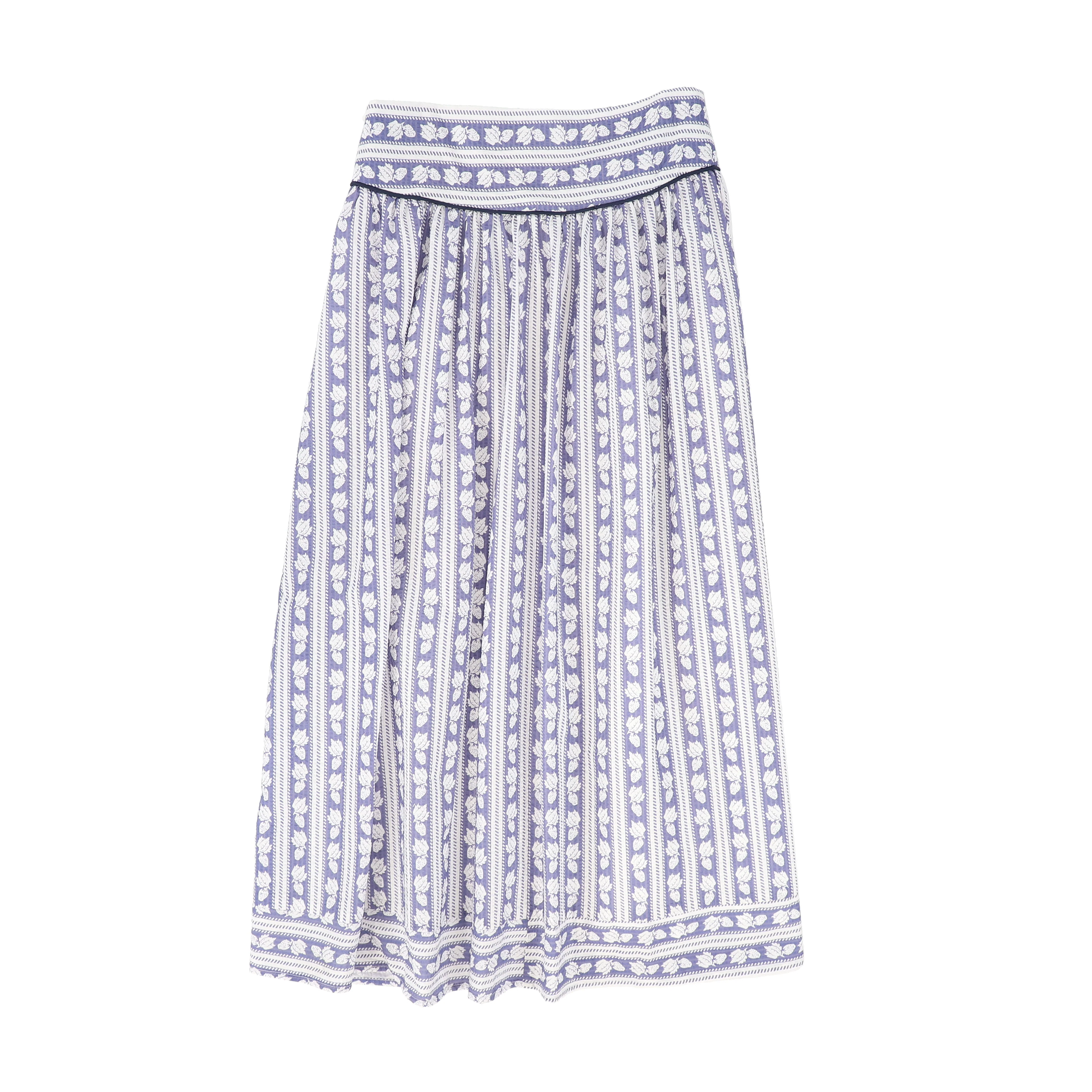 VALENTINA BLUE SEERSUCKER PRINTED SKIRT [FINAL SALE] - Image 2