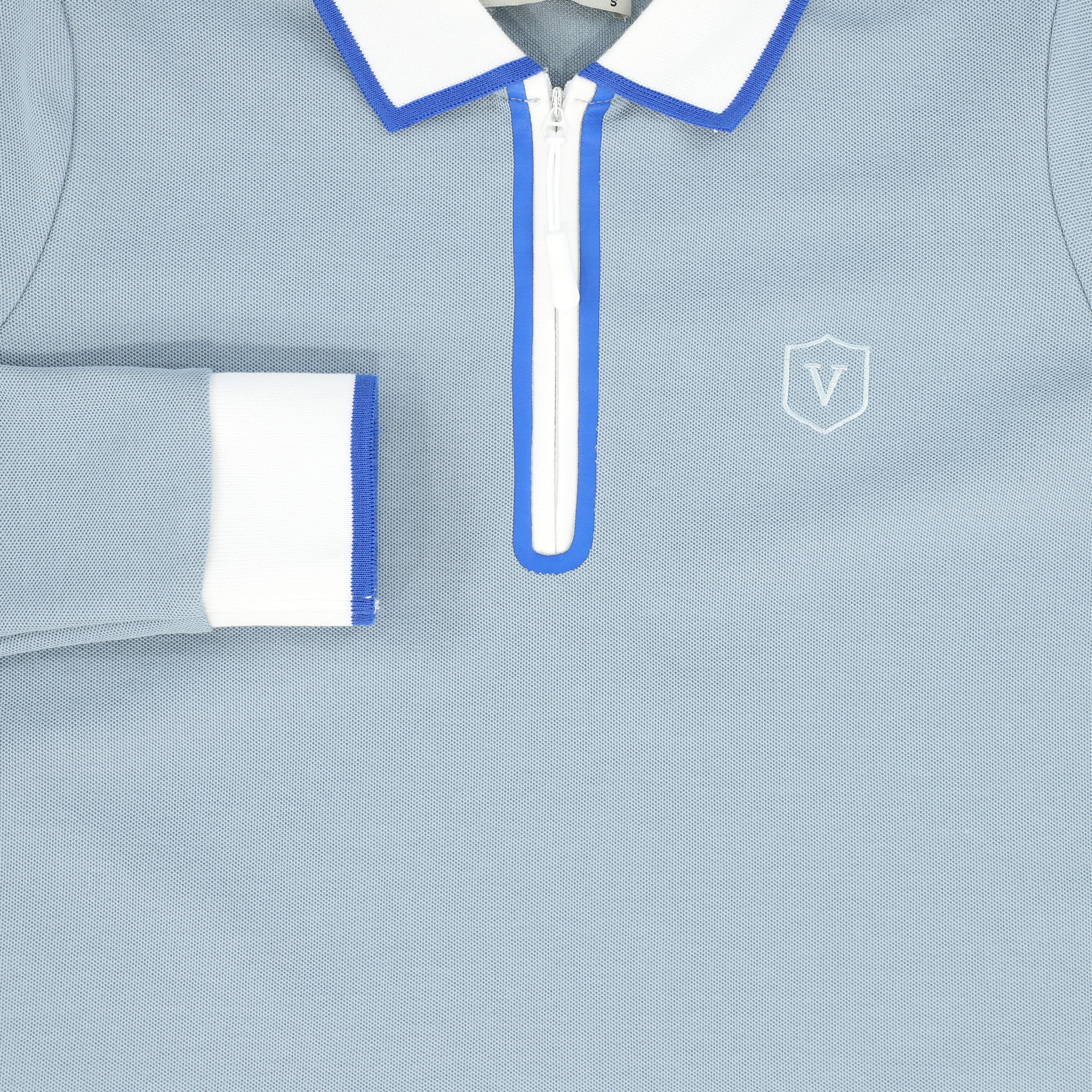 VALENTINA BLUE ZIPPER PIQUE POLO [FINAL SALE] - Image 3