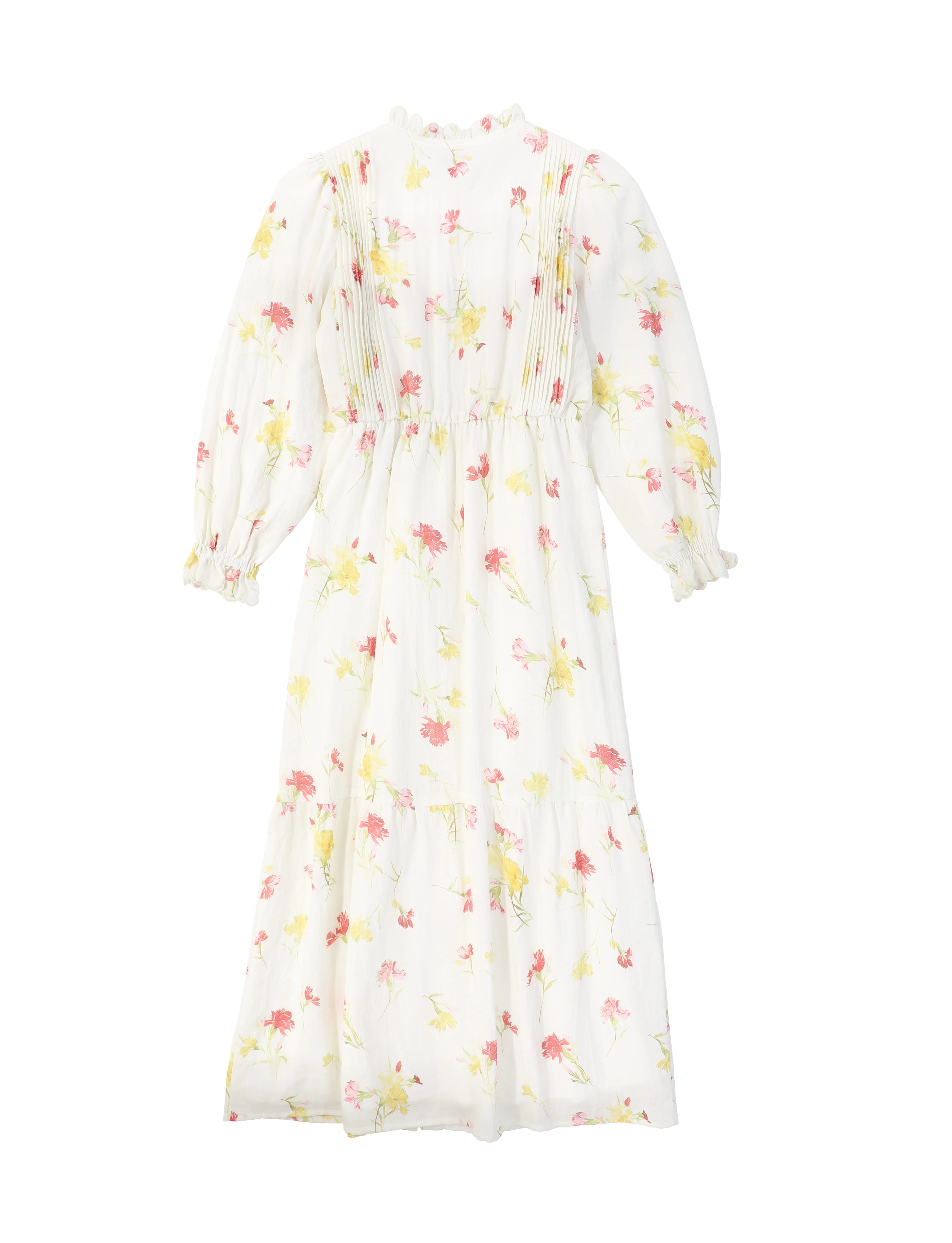 VALENTINA IVORY PETITE FLORAL PUFF SLEEVE DRESS [FINAL SALE] - Image 2