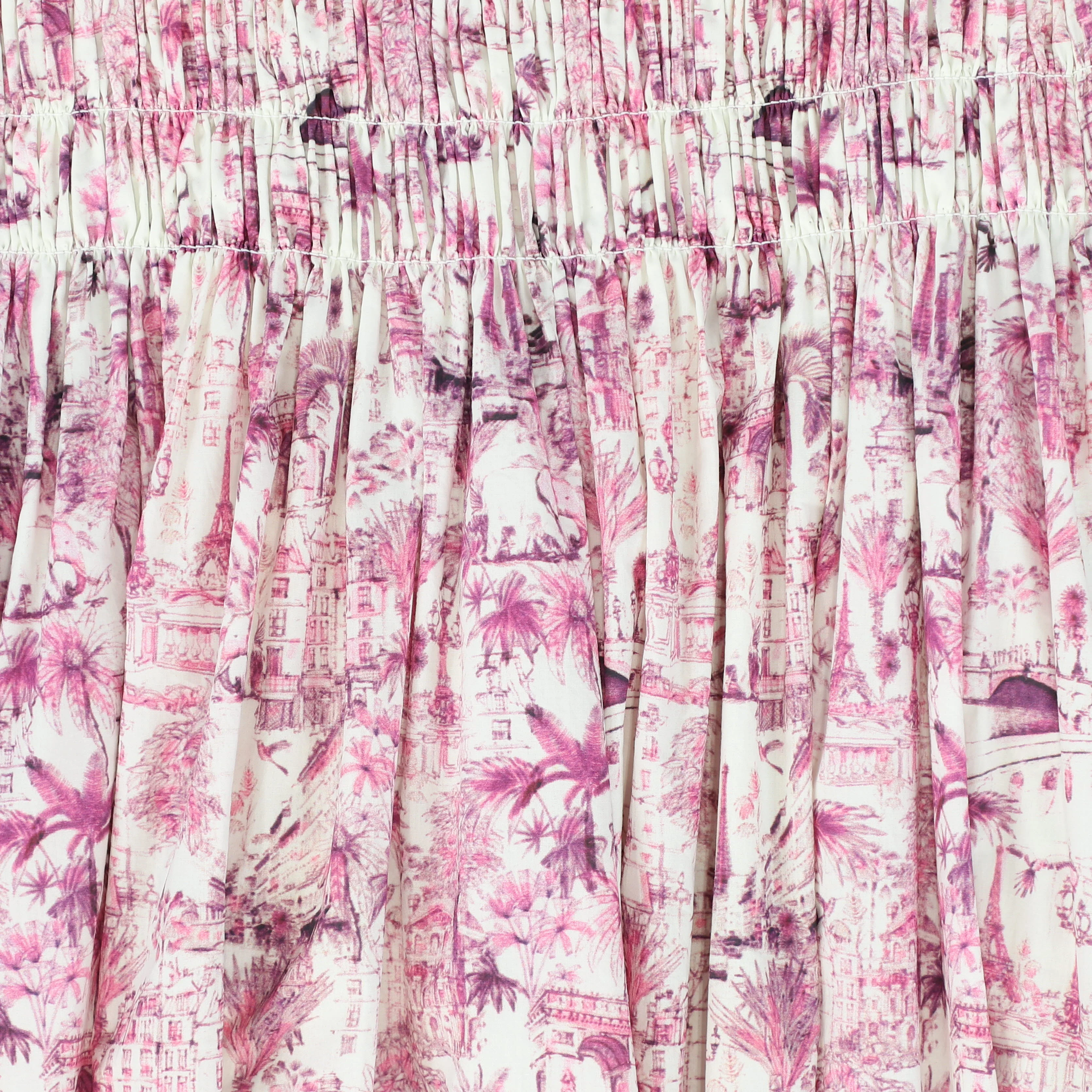 VALENTINA FUCHSIA PINK PRINTED SMOCKED WAIST SKIRT [FINAL SALE] - Image 3