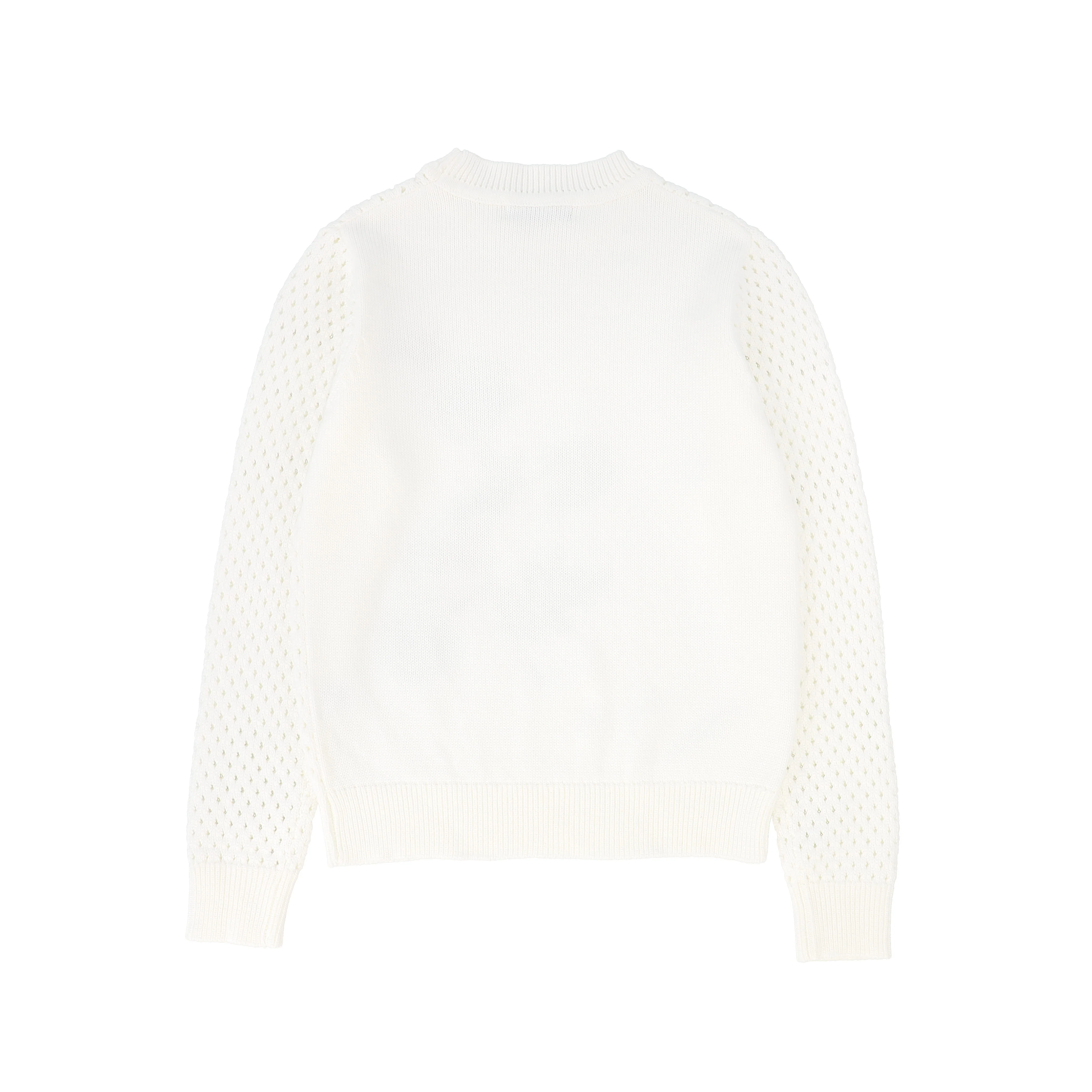 VALENTINA IVORY POINTELLE FLOWER EMBROIDERED SWEATER [FINAL SALE] - Image 2