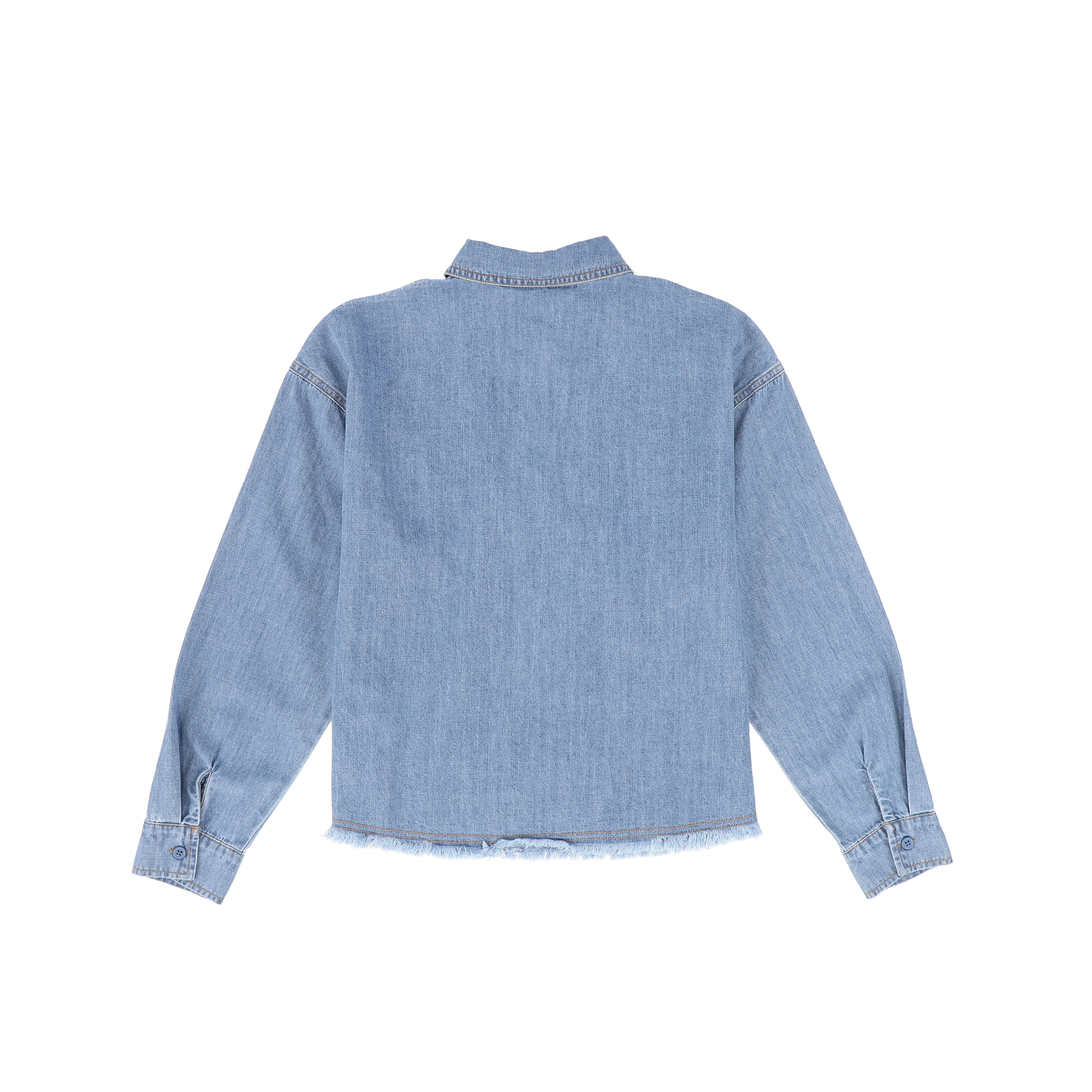 VALENTINA LIGHT BLUE DENIM LEATHER POCKET SHIRT [FINAL SALE] - Image 2
