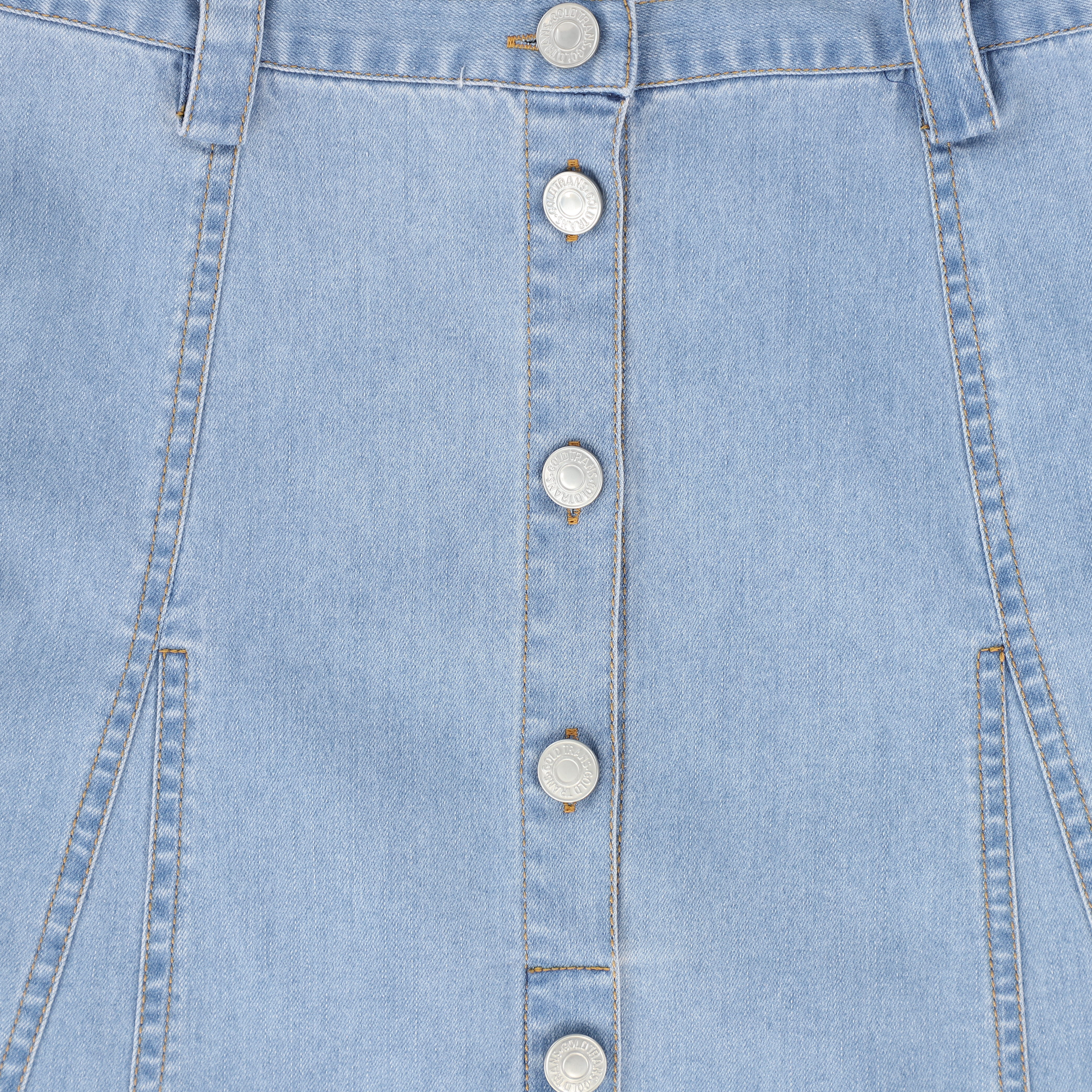 VALENTINA LIGHT BLUE DENIM PANELED BUTTON SKIRT [FINAL SALE] - Image 3