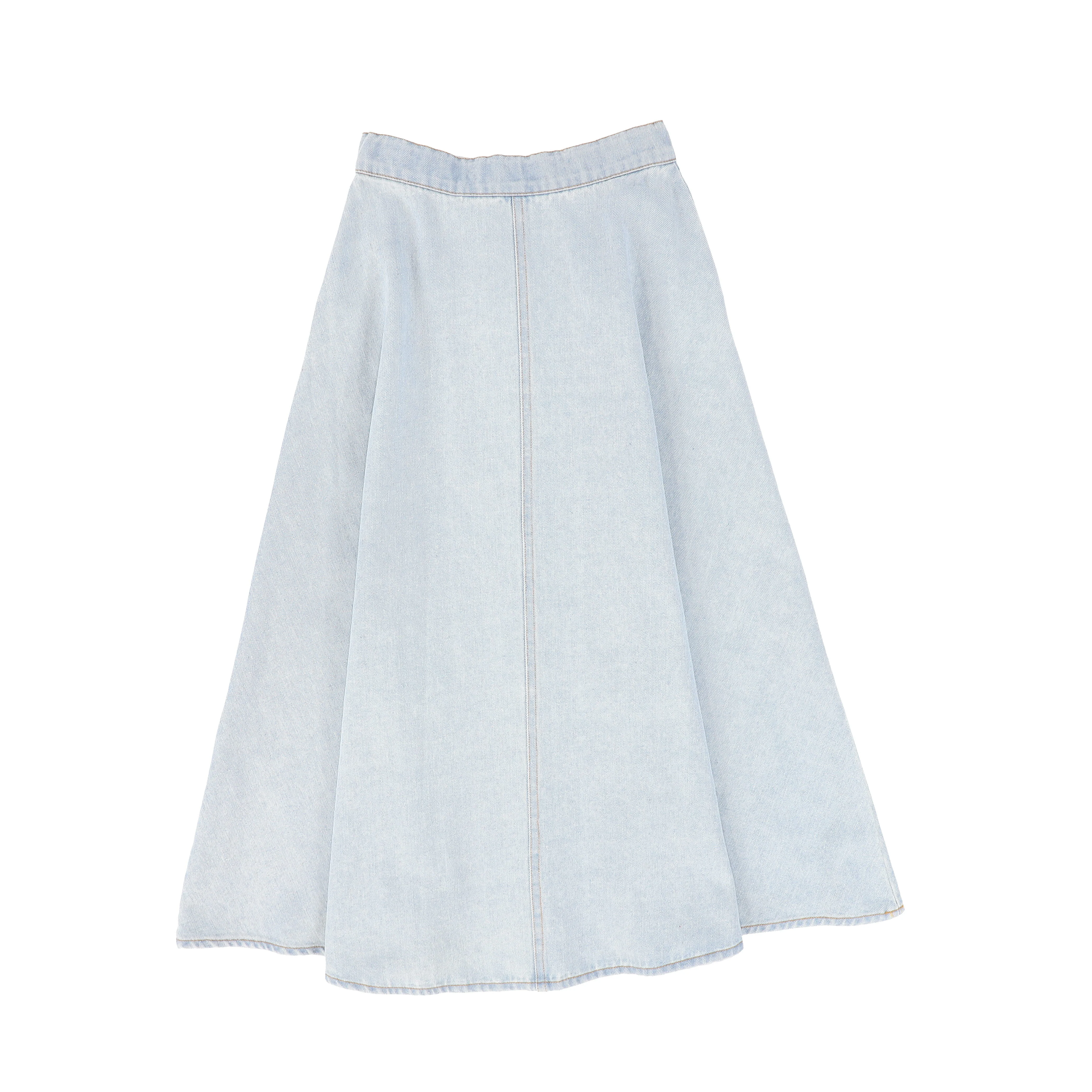 VALENTINA LIGHT BLUE FLY FRONT DENIM SKIRT [FINAL SALE] - Image 2