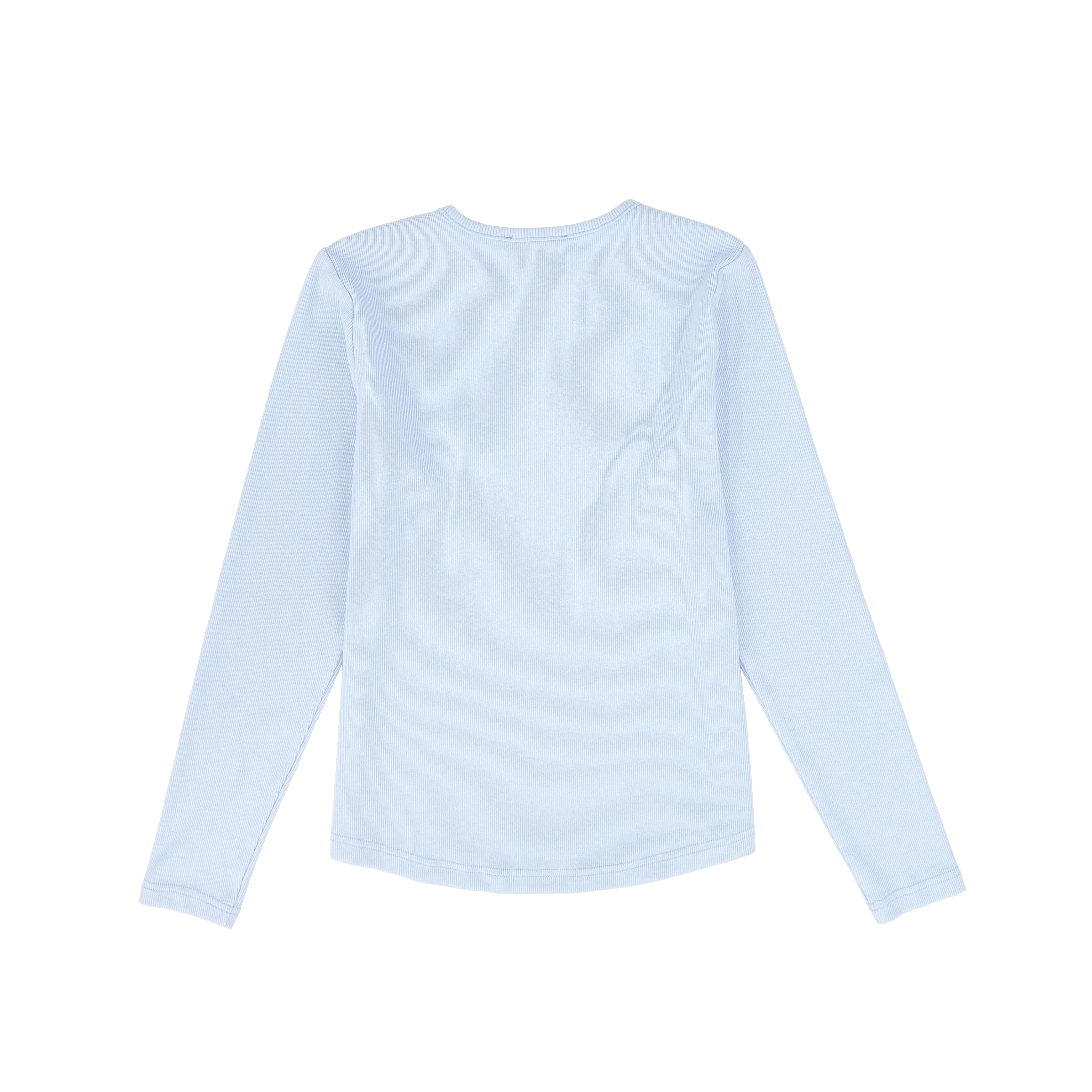 VALENTINA LIGHT BLUE RIBBED LOGO PATCH T-SHIRT [FINAL SALE] - Image 2