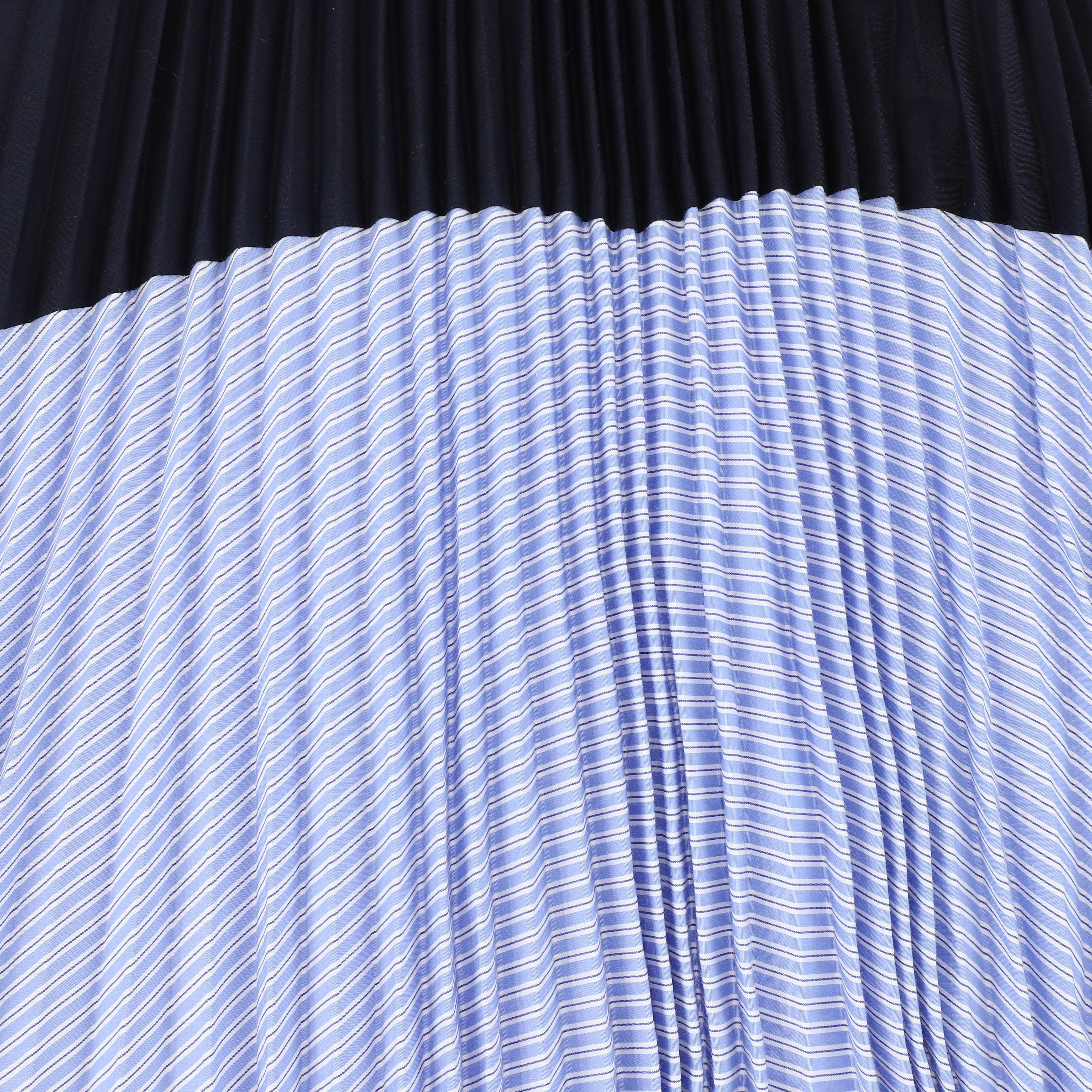 VALENTINA LIGHT BLUE STRIPED PLEATED COMBO DRESS [FINAL SALE] - Image 3