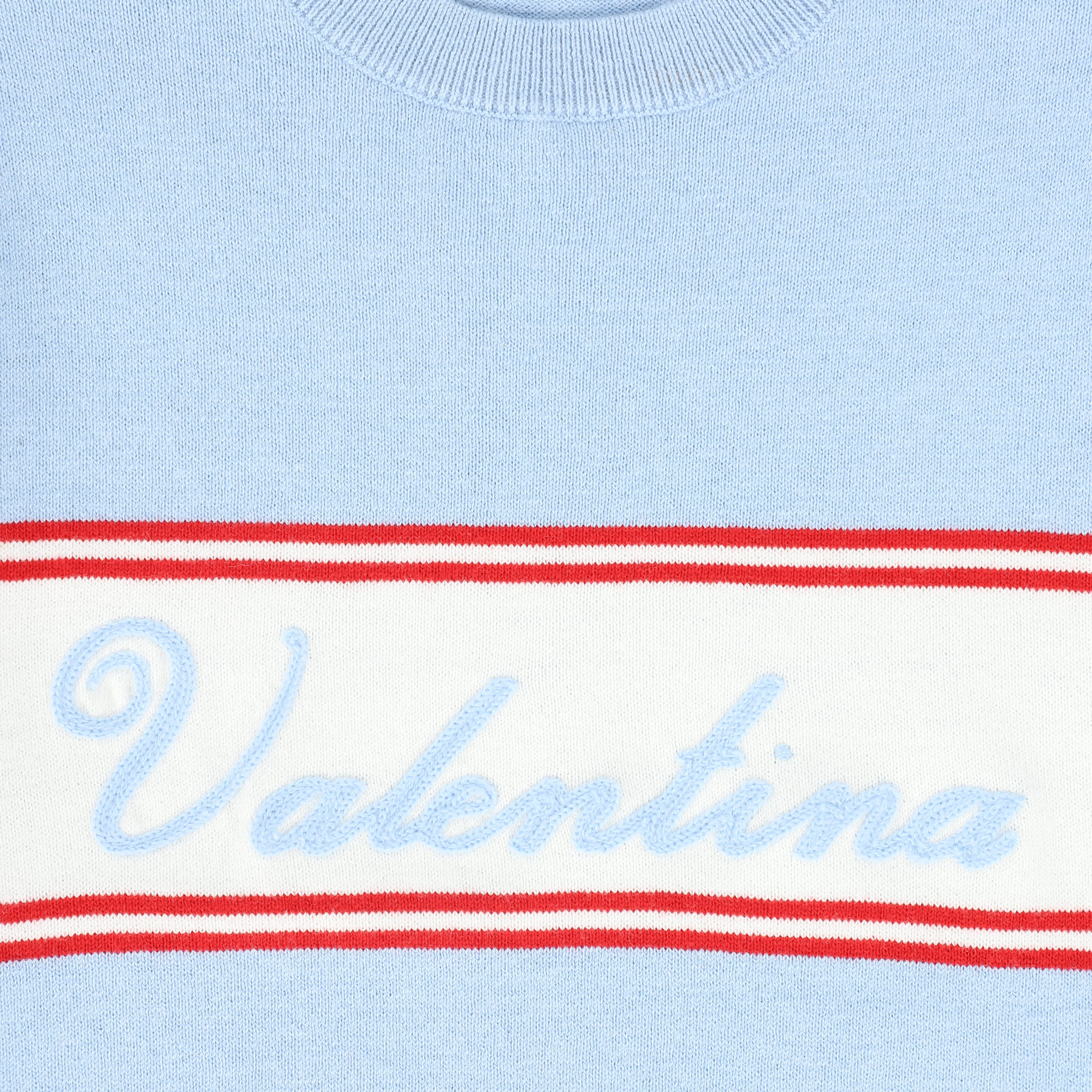 VALENTINA LIGHT BLUE WIDE STRIPE LOGO SWEATER [FINAL SALE] - Image 3