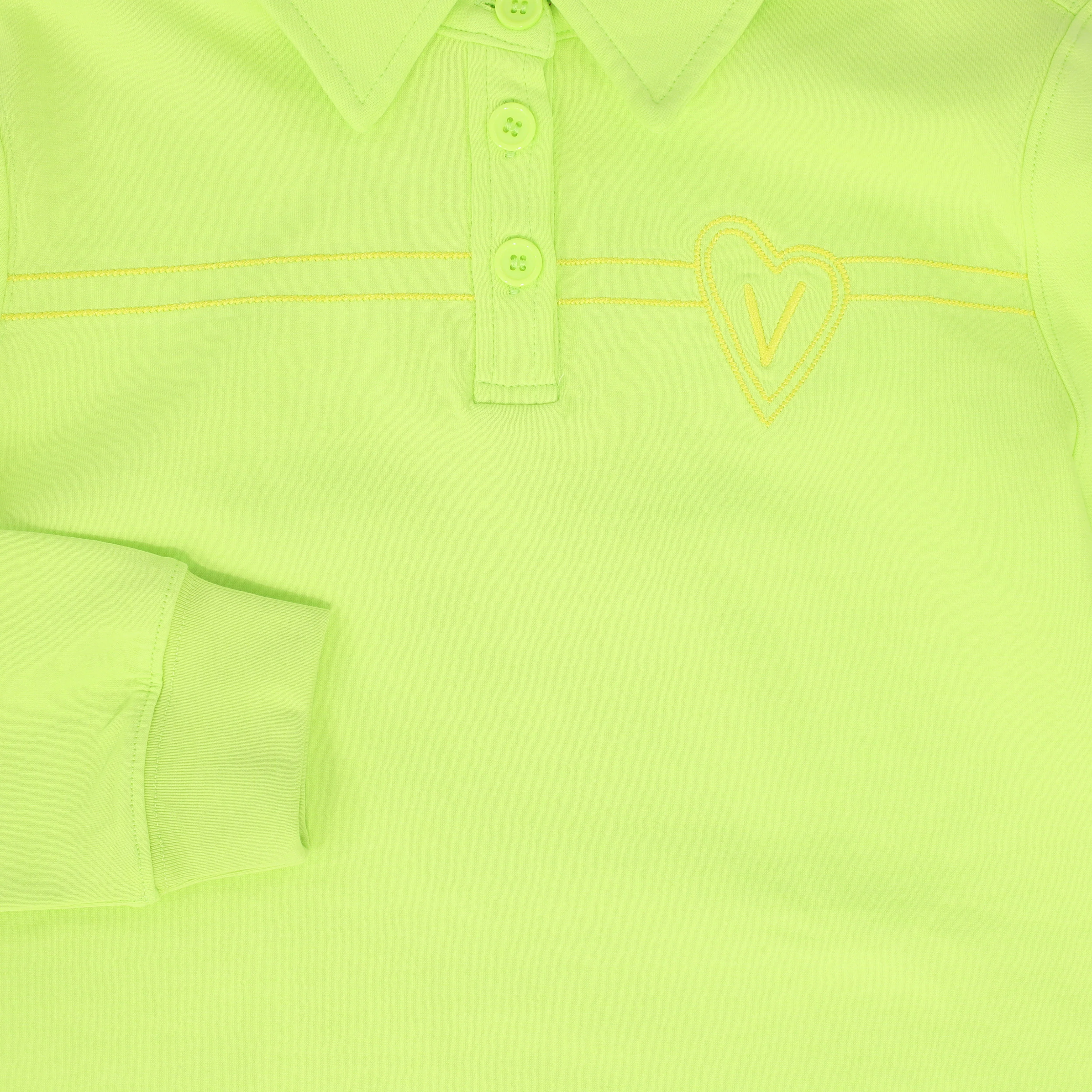 VALENTINA LIME EMBROIDERED HEART POLO [FINAL SALE] - Image 3