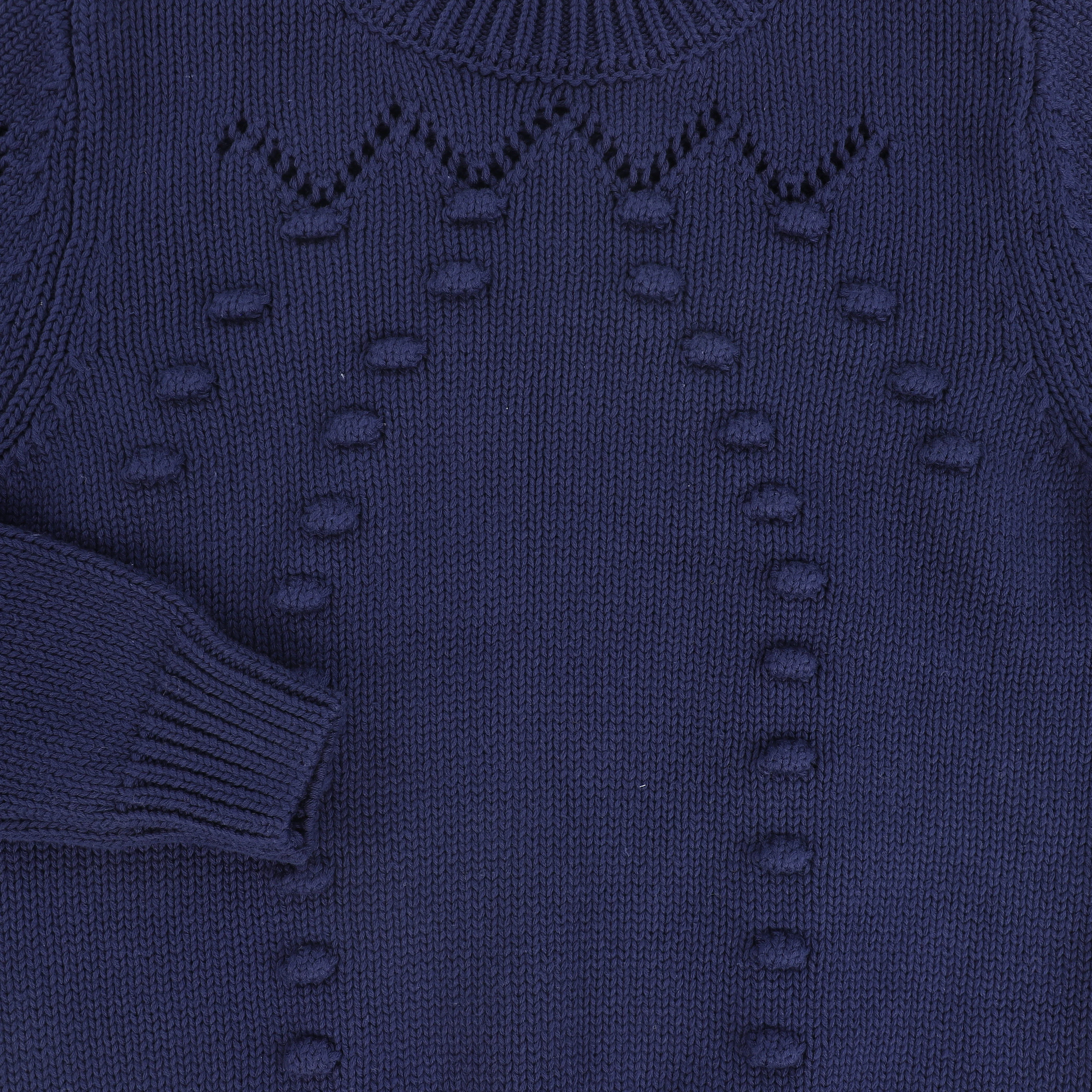 VALENTINA NAVY HEATHERED POM POM SWEATER [FINAL SALE] - Image 3