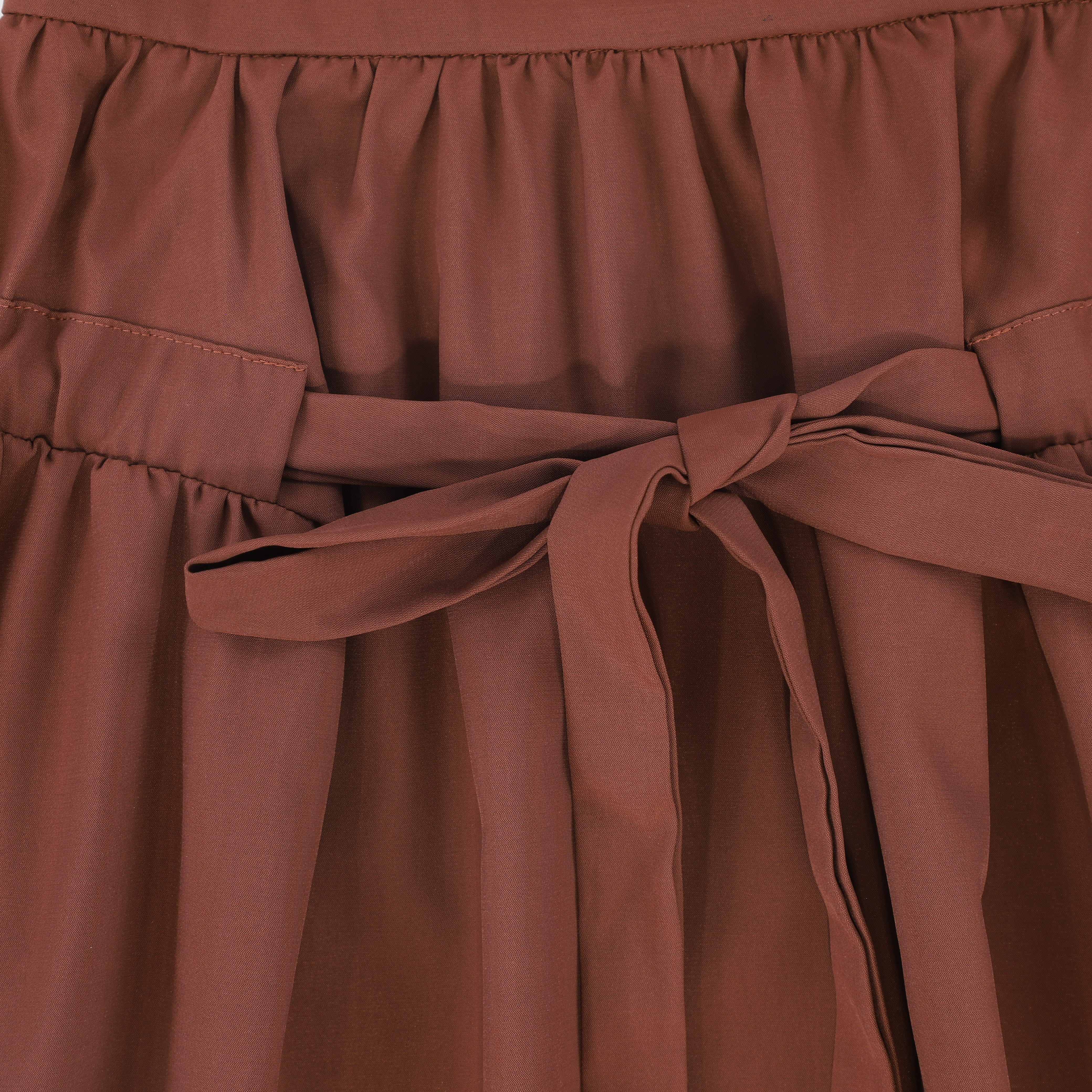 VALENTINA RUST GATHERED TIE MAXI SKIRT [FINAL SALE] - Image 3
