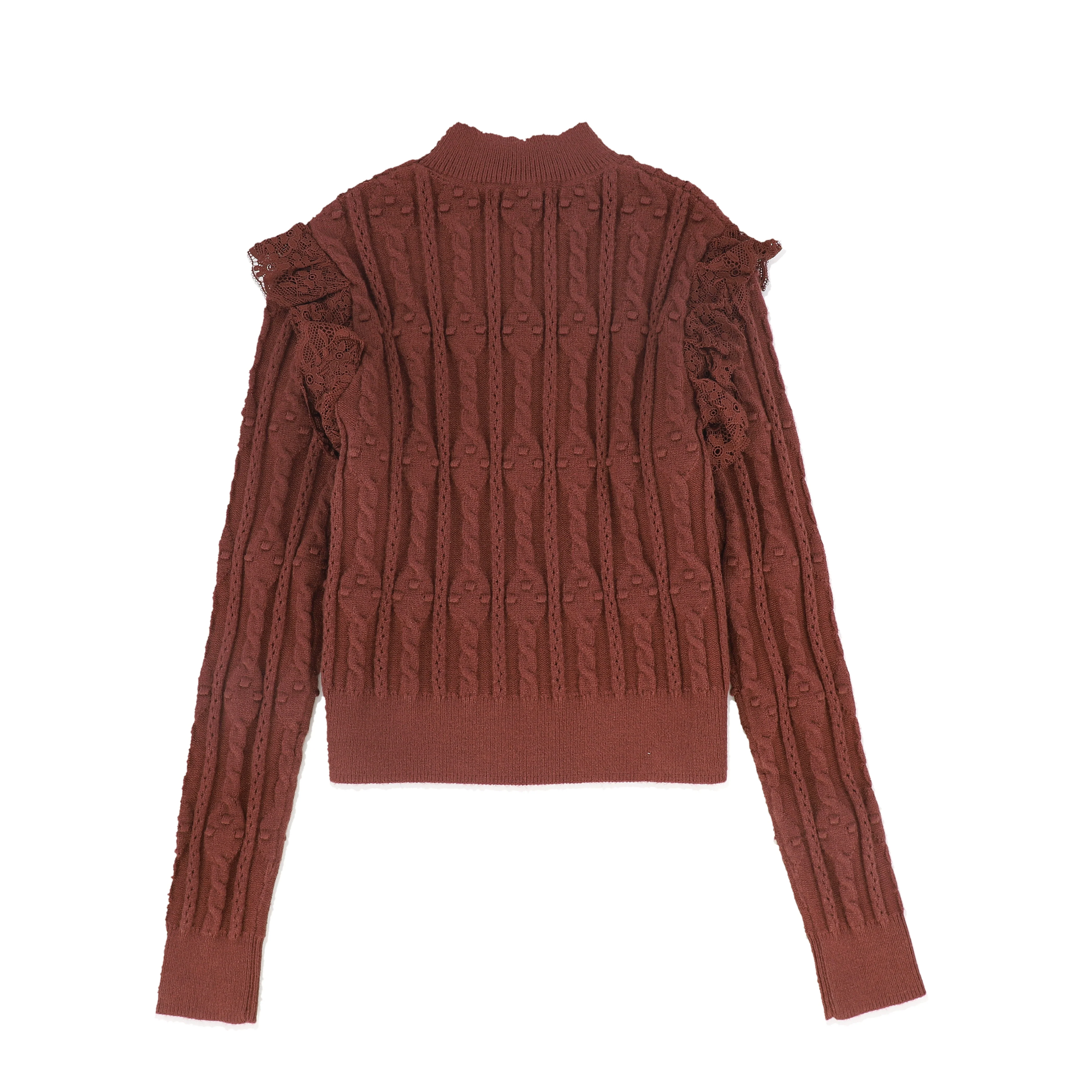 VALENTINA RUST LACE POINTELLE SWEATER [FINAL SALE] - Image 2
