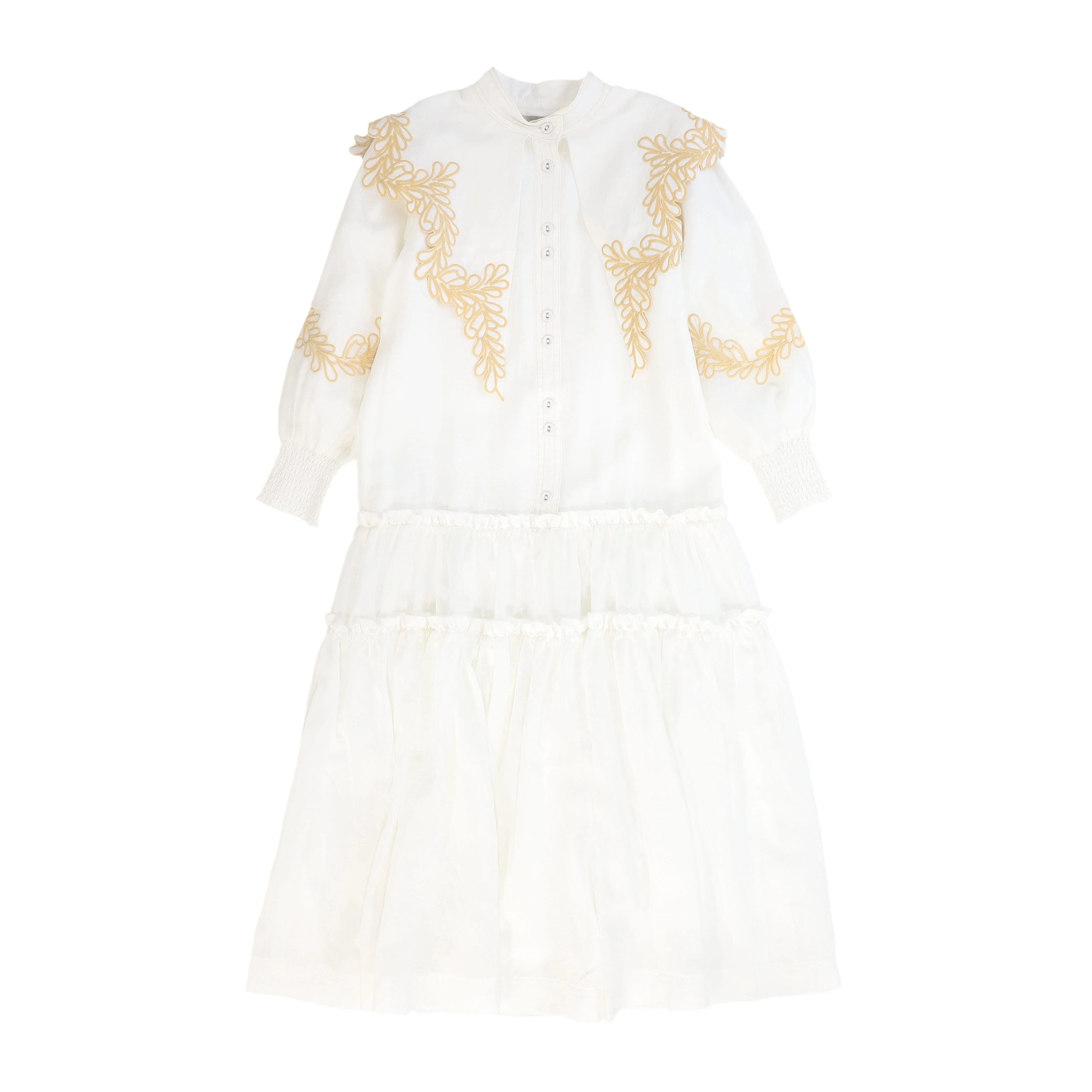 VALENTINA WHITE EMBROIDERED COLLAR TRIM DRESS [FINAL SALE] - Image 2