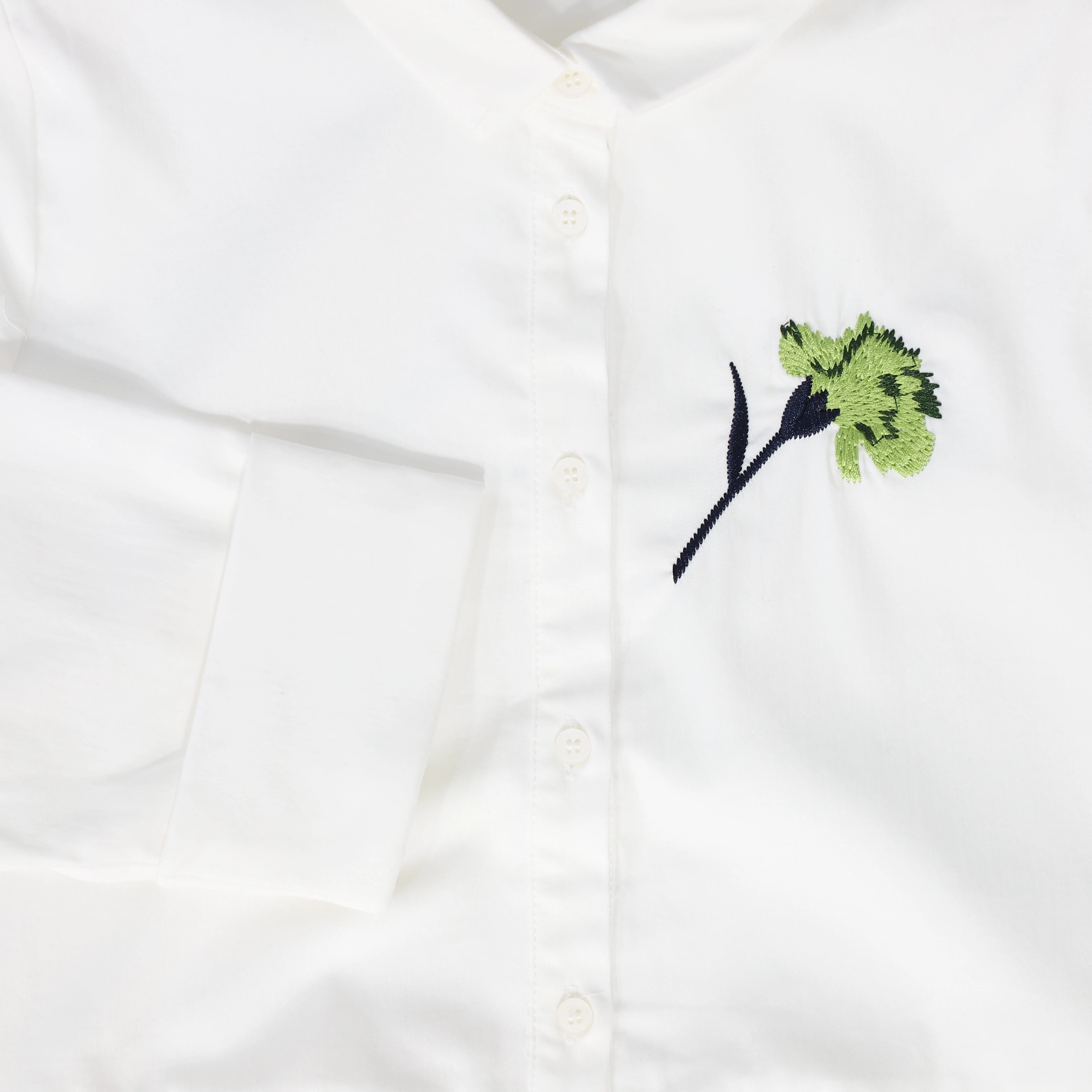 VALENTINA WHITE EMBROIDERED FLOWER SHIRT DRESS [FINAL SALE] - Image 3