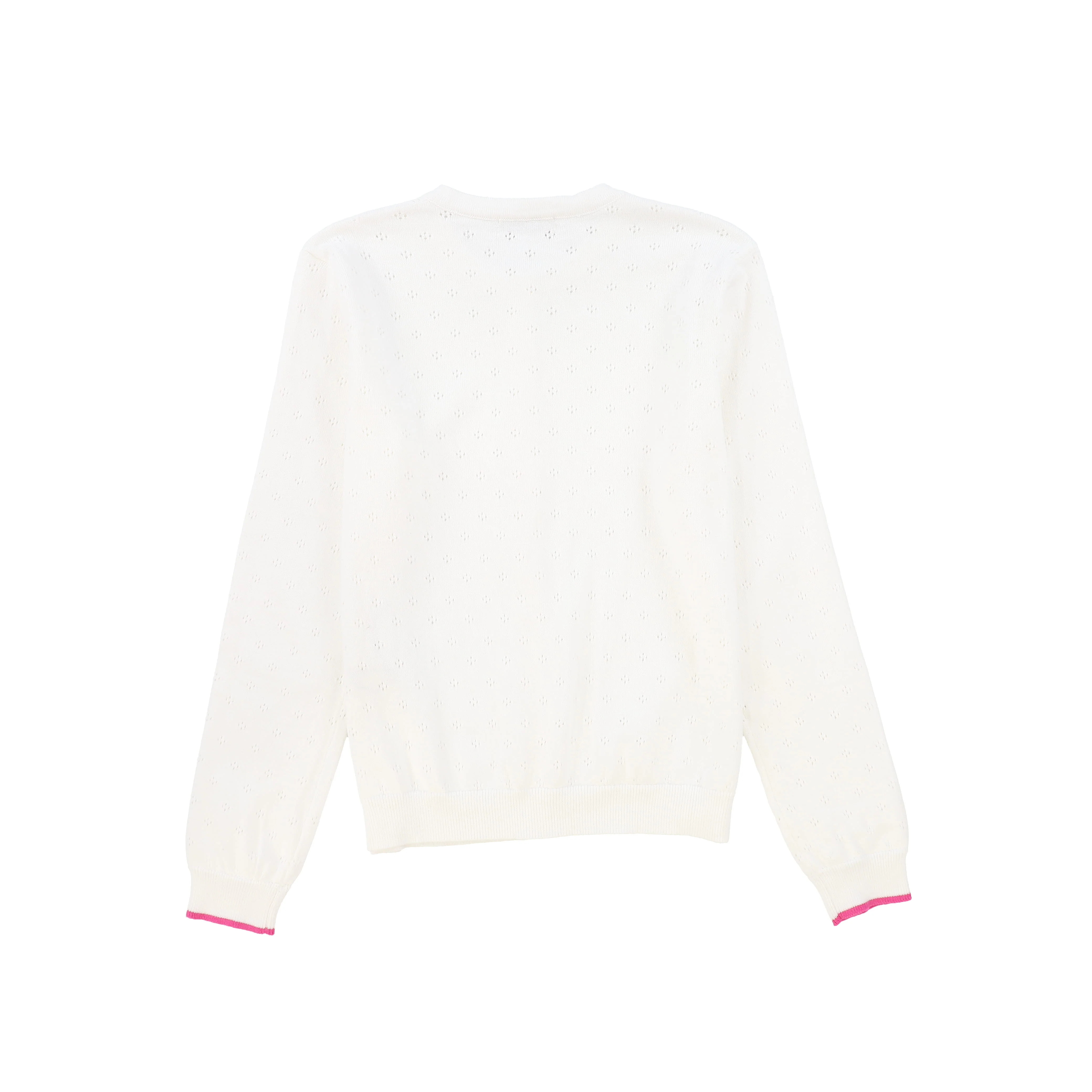 VALENTINA WHITE POINTELLE KNIT CARDIGAN [FINAL SALE] - Image 2