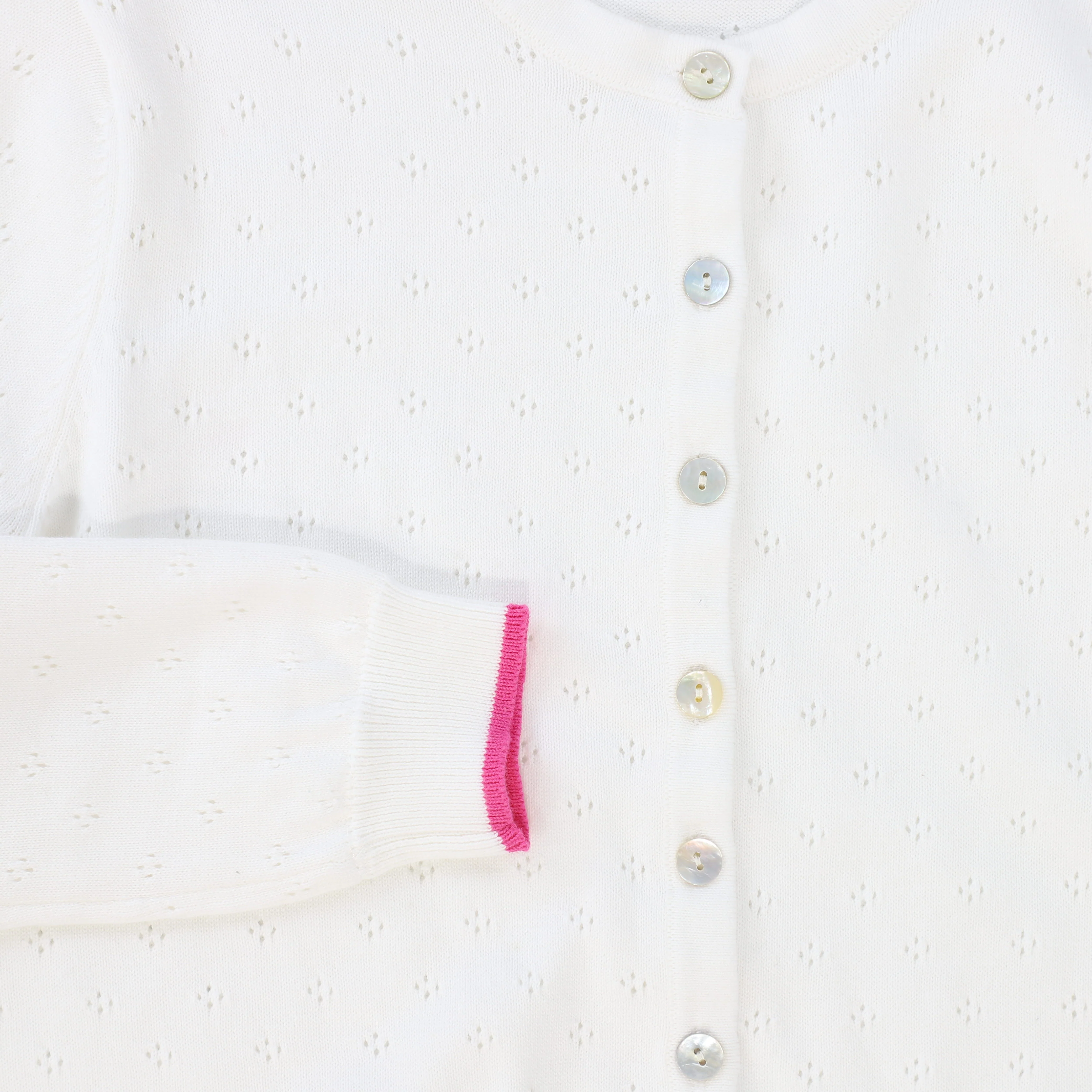 VALENTINA WHITE POINTELLE KNIT CARDIGAN [FINAL SALE] - Image 3