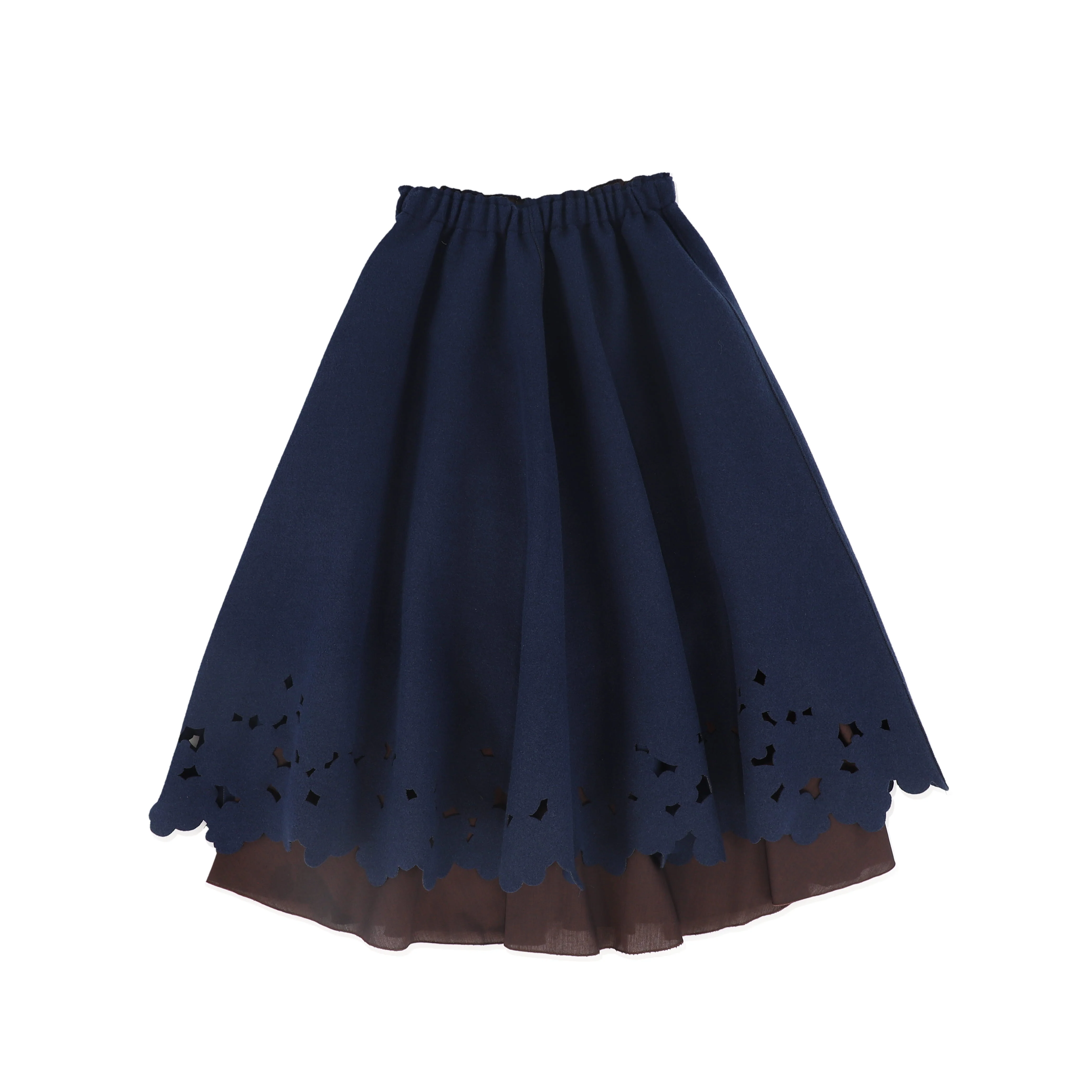 VENERA ARAPU NAVY EMBROIDERY HOLE MIDI SKIRT [FINAL SALE] - Image 2