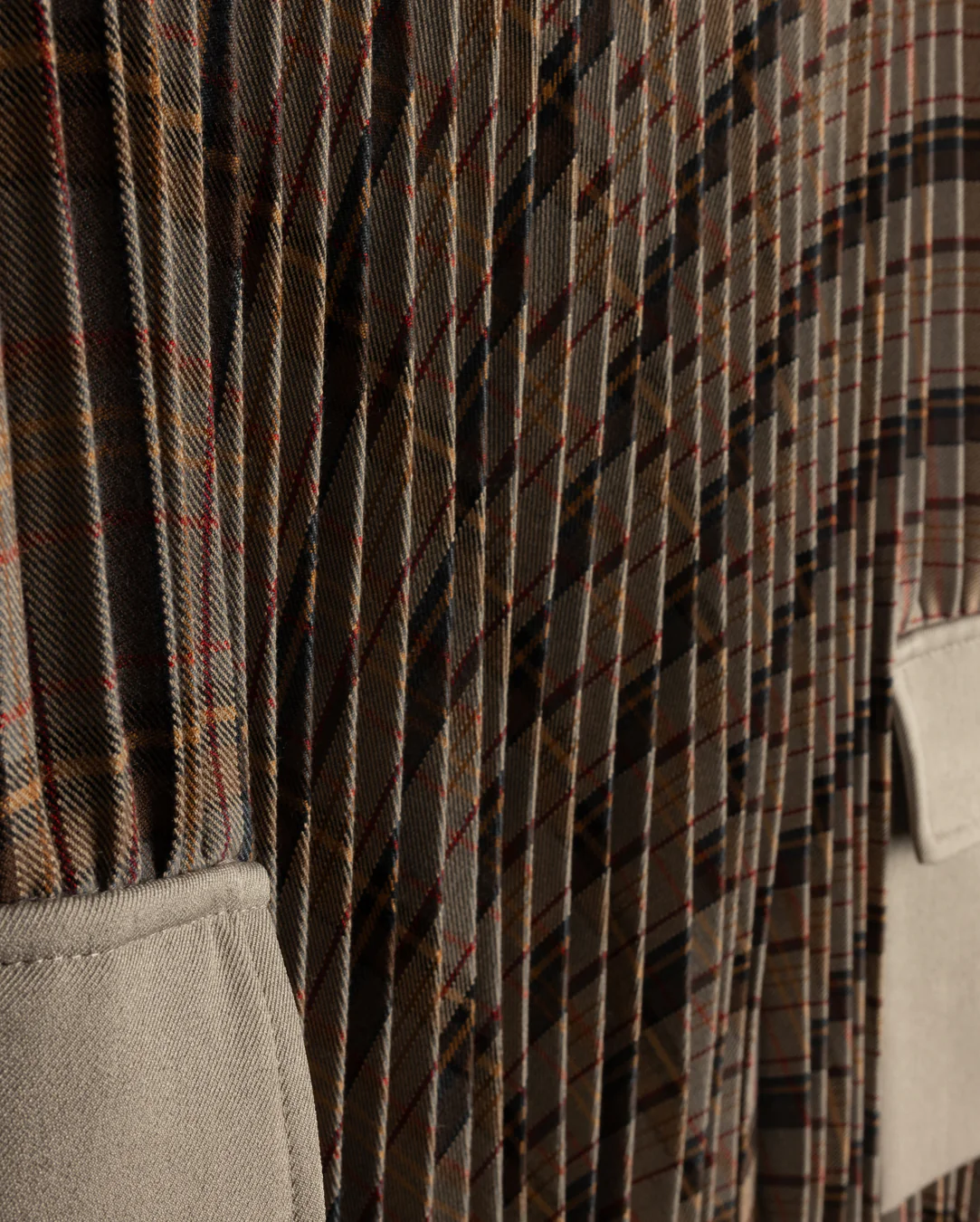 VIBE BROWN PLAID ACCORDIAN PLEAT MIDI SKIRT [FINAL SALE] - Image 2