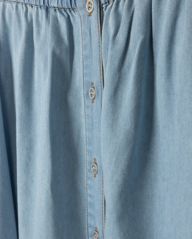 VIBE LIGHT BLUE DENIM CHAMBRAY POCKET MAXI SKIRT [FINAL SALE] - Image 2