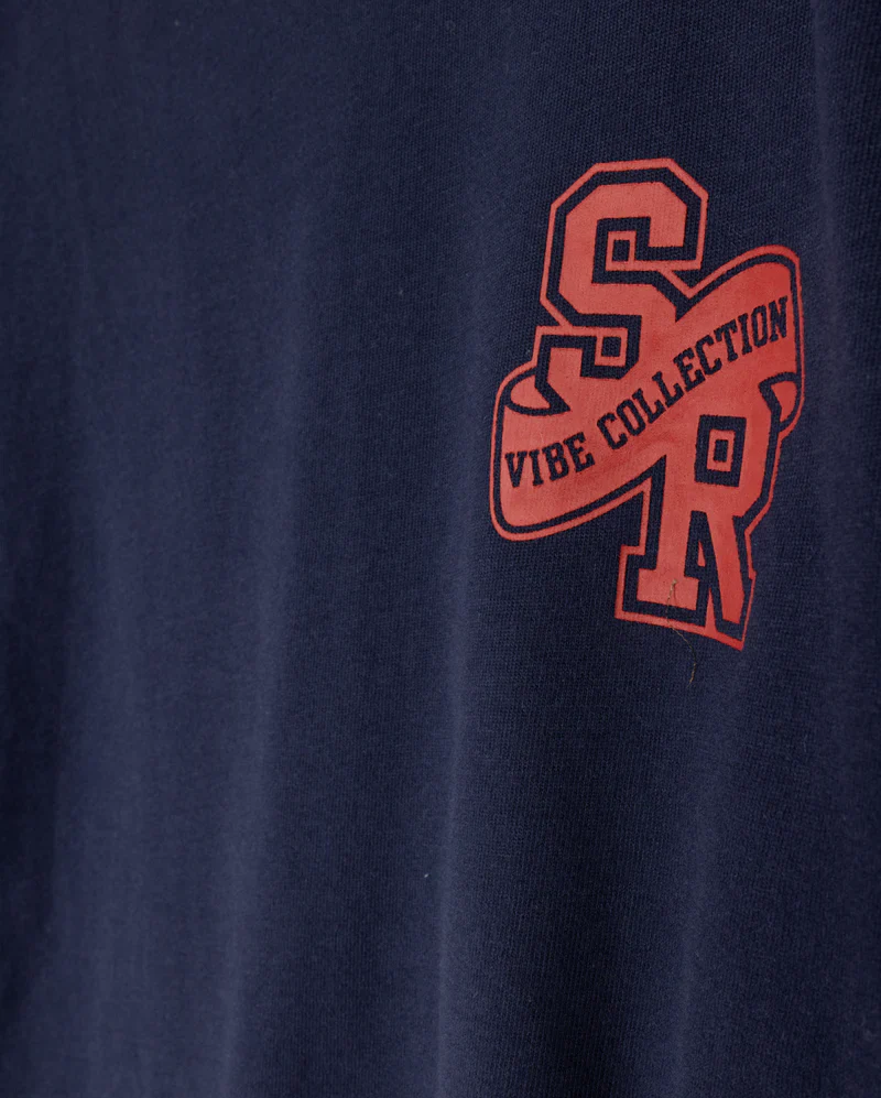 VIBE NAVY BOXY CREW NECK T-SHIRT [FINAL SALE] - Image 2