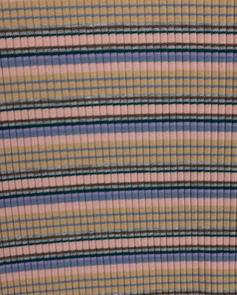 VIBE PINK MULTI STRIPED RIBBED T-SHIRT [FINAL SALE] - Image 2
