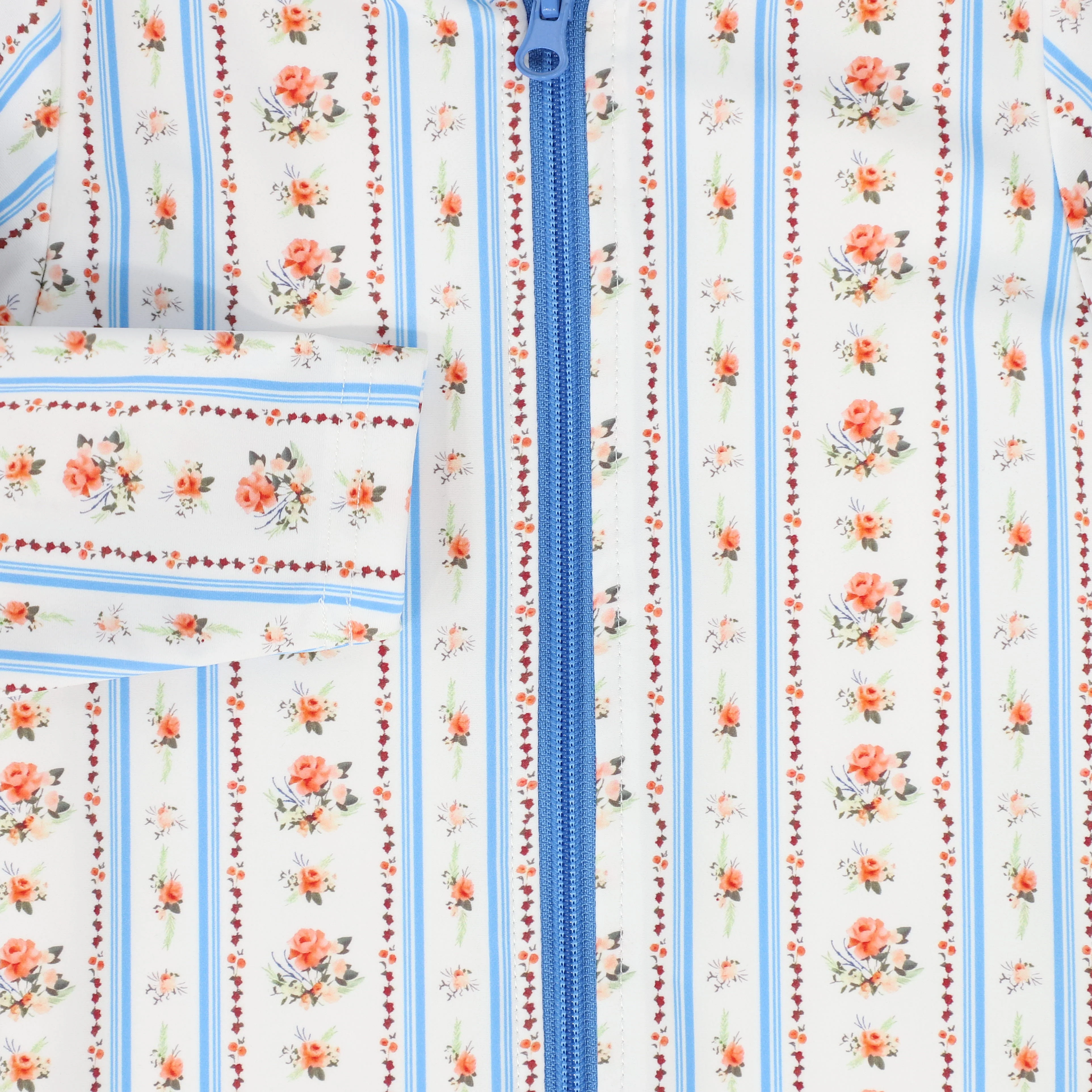 WATER CLUB BLUE FLORAL STRIPE HALF ZIP SWIMSUIT - Image 3