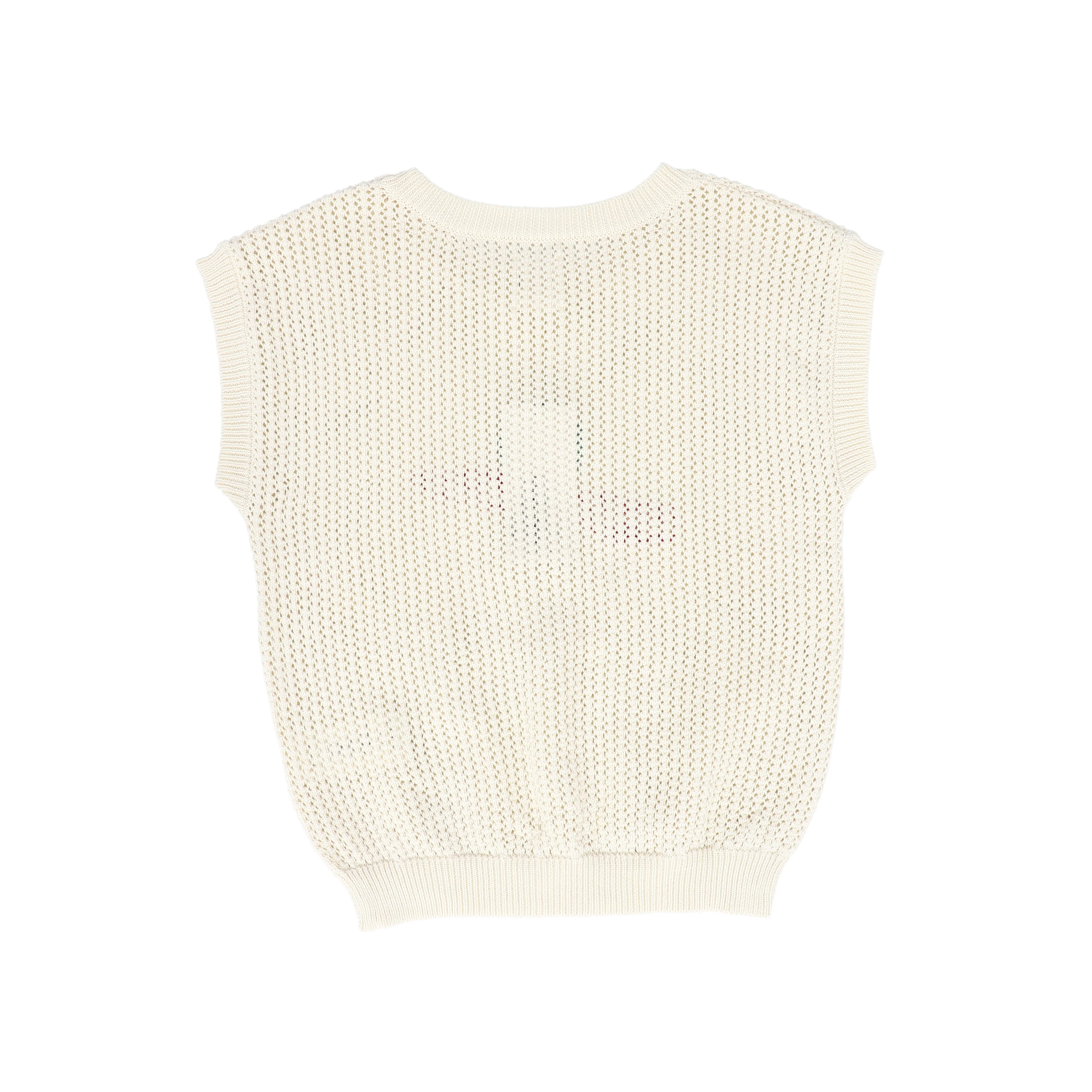 WYNKEN CREAM/RED LOGO OPEN KNIT SWEATER [FINAL SALE] - Image 2