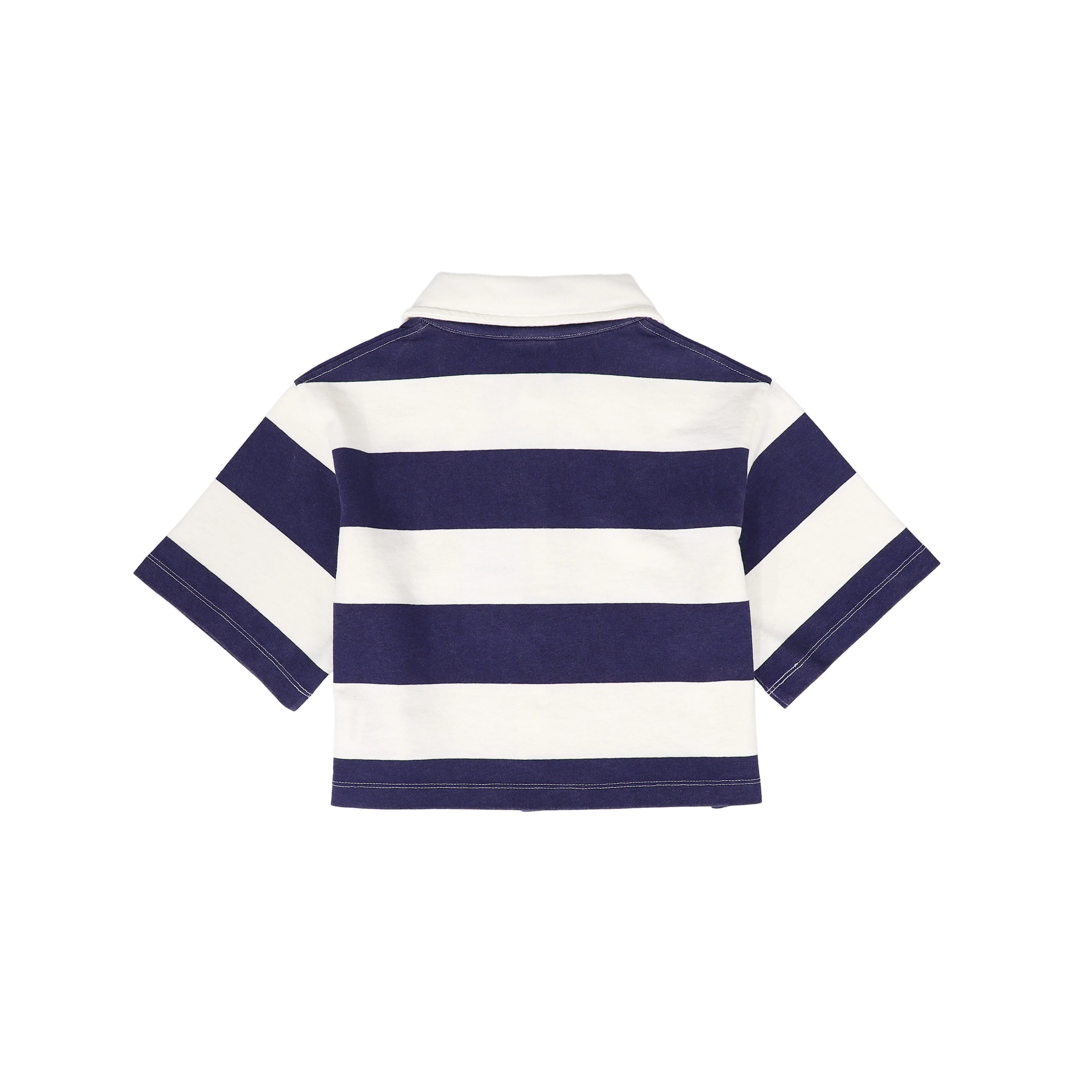 WYNKEN NAVY/WHITE STRIPED COLLARED CROPPED SHIRT [FINAL SALE] - Image 2